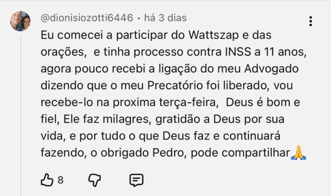 Comentário público no YouTube de Dionísio