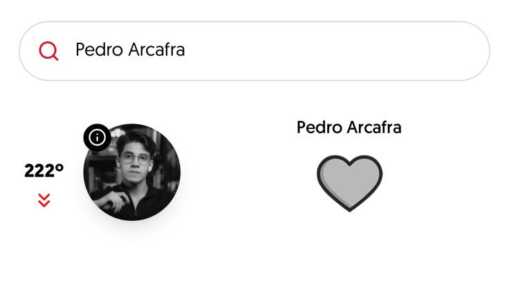 Passo 2: buscar Pedro Arcafra e tocar no coração cinza